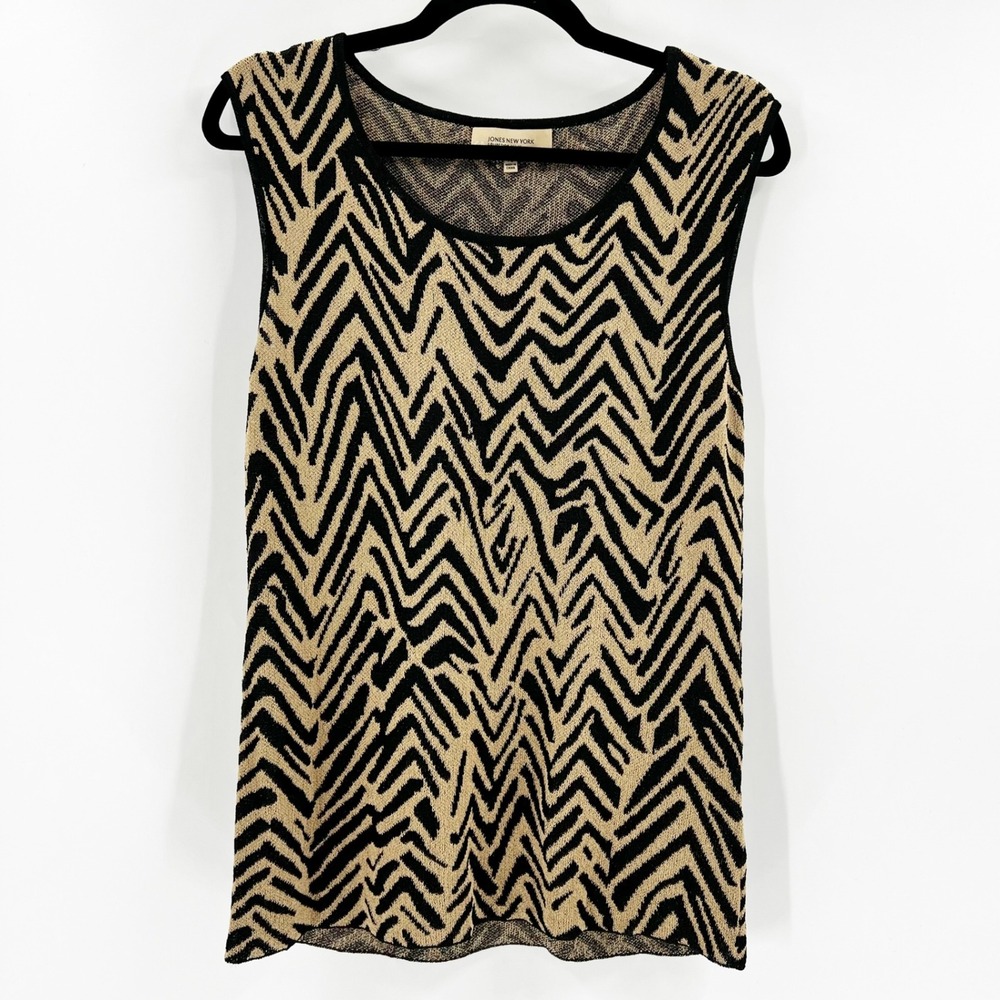JONES NEW YORK COLLECTION PETITE Sleeveless Zig Zag Print Knit Top Women PL